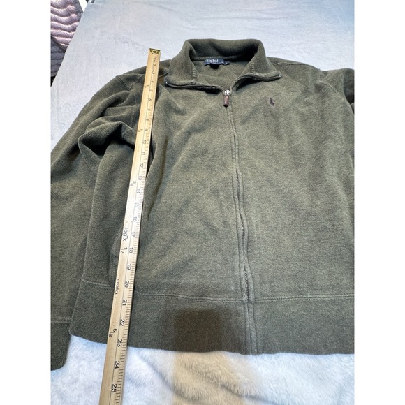 Polo Ralph Lauren Men's Full Zip Sweater Size L Hunter Green Collar Preppy - Picture 6 of 13